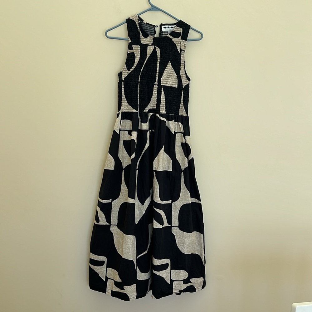 WRAY Flor Midi Dress Printed black and cream Women's Dress SZ M used - Picture 4 of 15